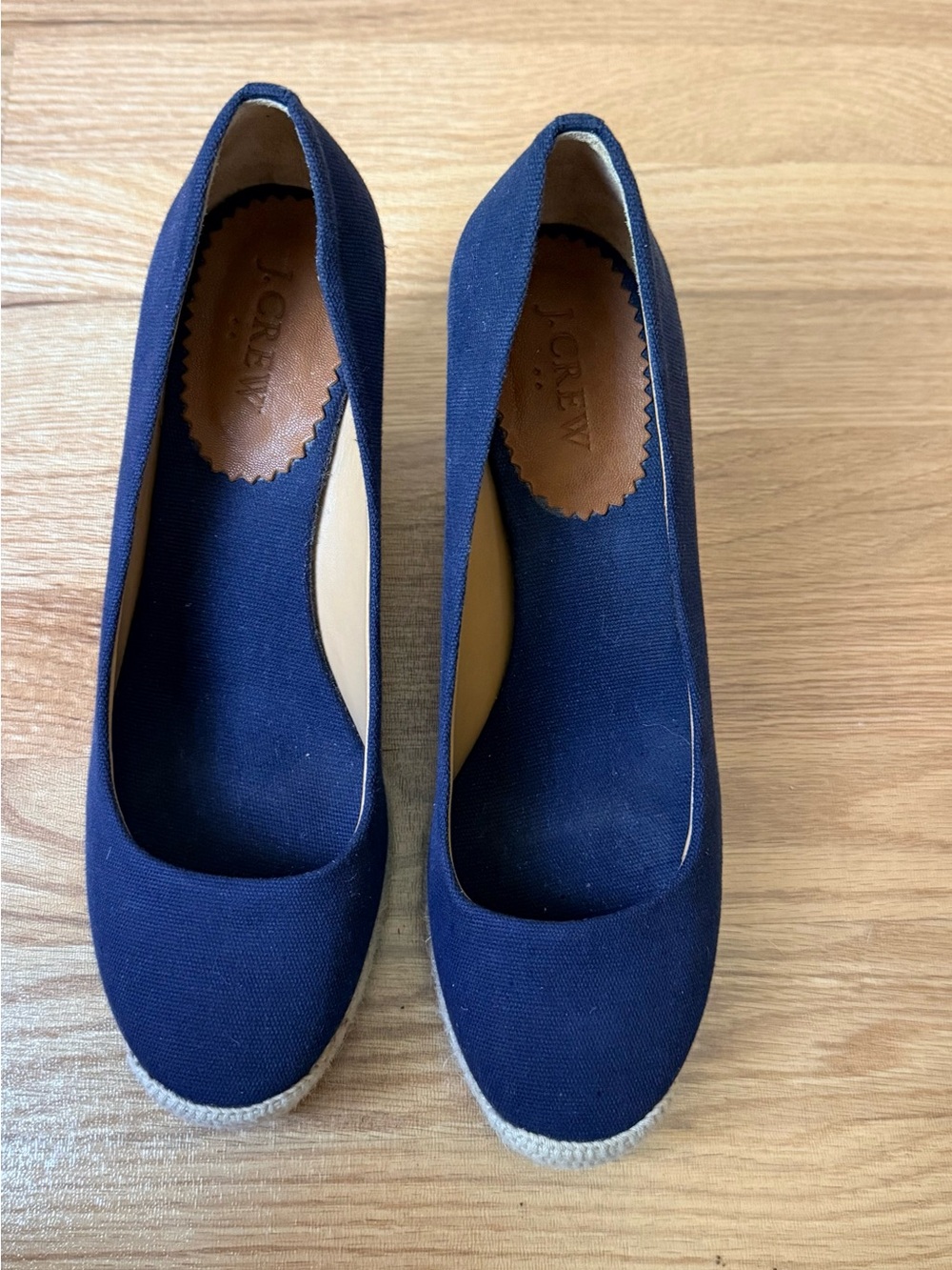 J. Crew Women’s Navy Espadrille Wedge Pumps - Picture 2 of 6